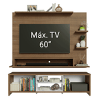 Rack com Painel para TV até 60 Polegadas 180 cm Rustic/Branco Metz Madesa