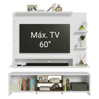 Rack com Painel para TV até 60 Polegadas 180 cm Branco/Rustic Metz Madesa