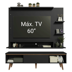 Rack com Painel para TV até 60 Polegadas 180 cm com Pés Preto/Rustic Reims Madesa