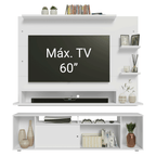 Rack com Painel para TV até 60 Polegadas 180 cm Branco Cancun Madesa