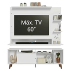 Rack com Painel para TV até 60 Polegadas 180 cm com Pés Branco/Rustic Cancun Madesa