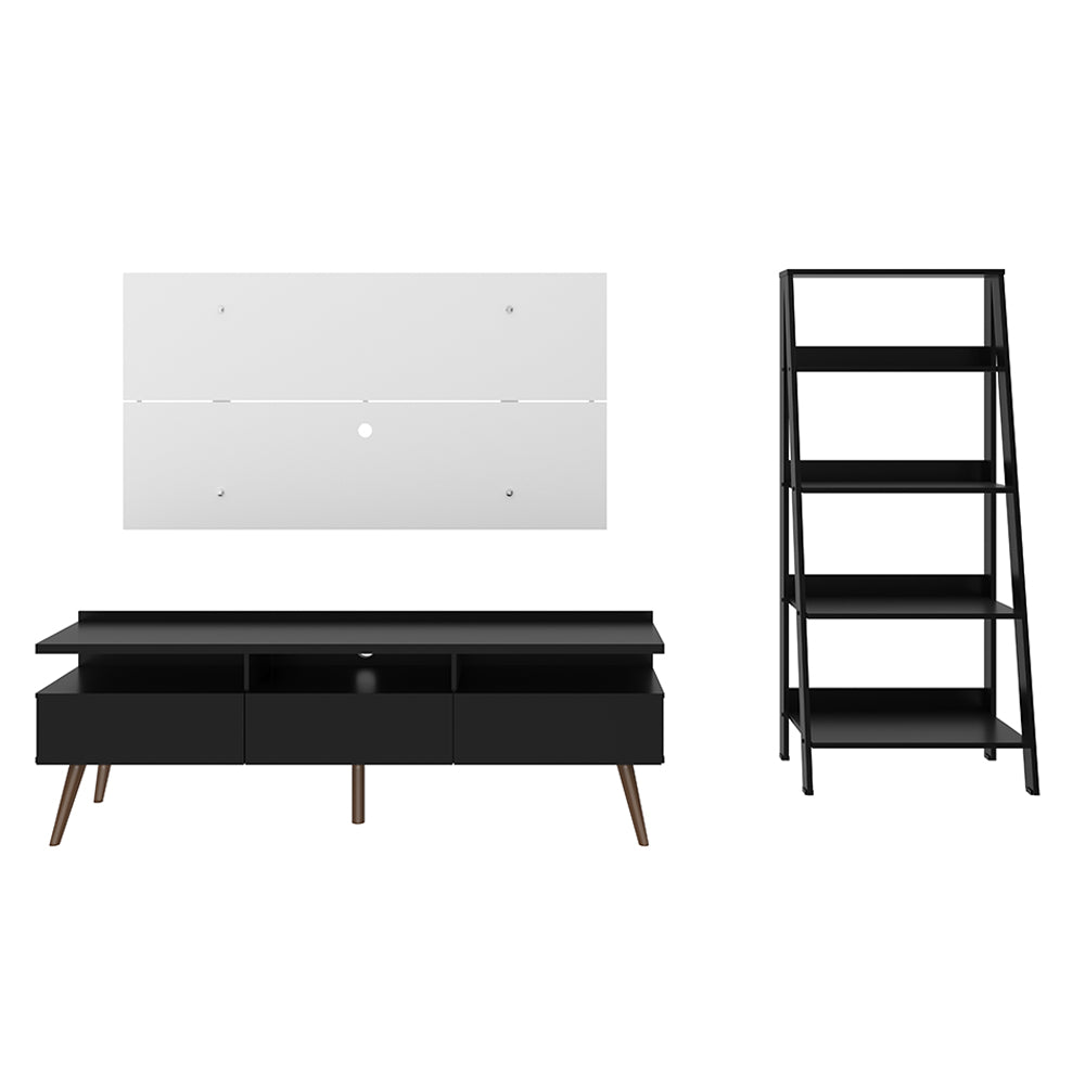 Rack Londres, Estante Escada e Painel para TV até 55 Polegadas Madesa Preto/Branco