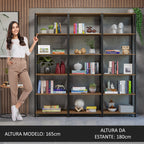Estante Armário Multiuso para Livros 177cm Rustic/Preto Madesa