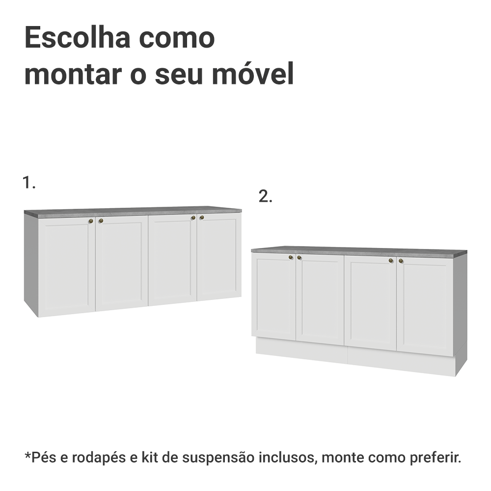 Rack para TV até 70 Polegadas + Prateleiras 160cm Branco Vik Madesa 05