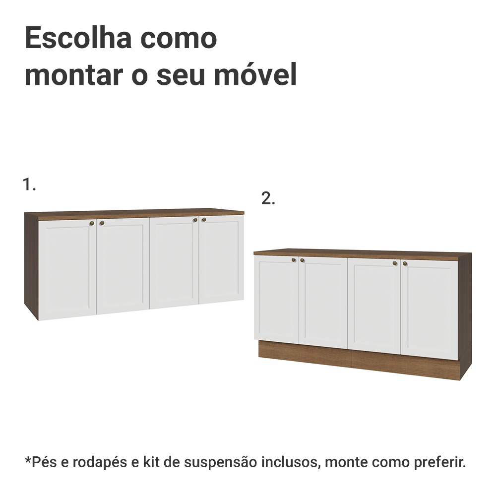Rack para TV até 70 Polegadas + Prateleiras 160cm Rustic/Branco Vik Madesa 05