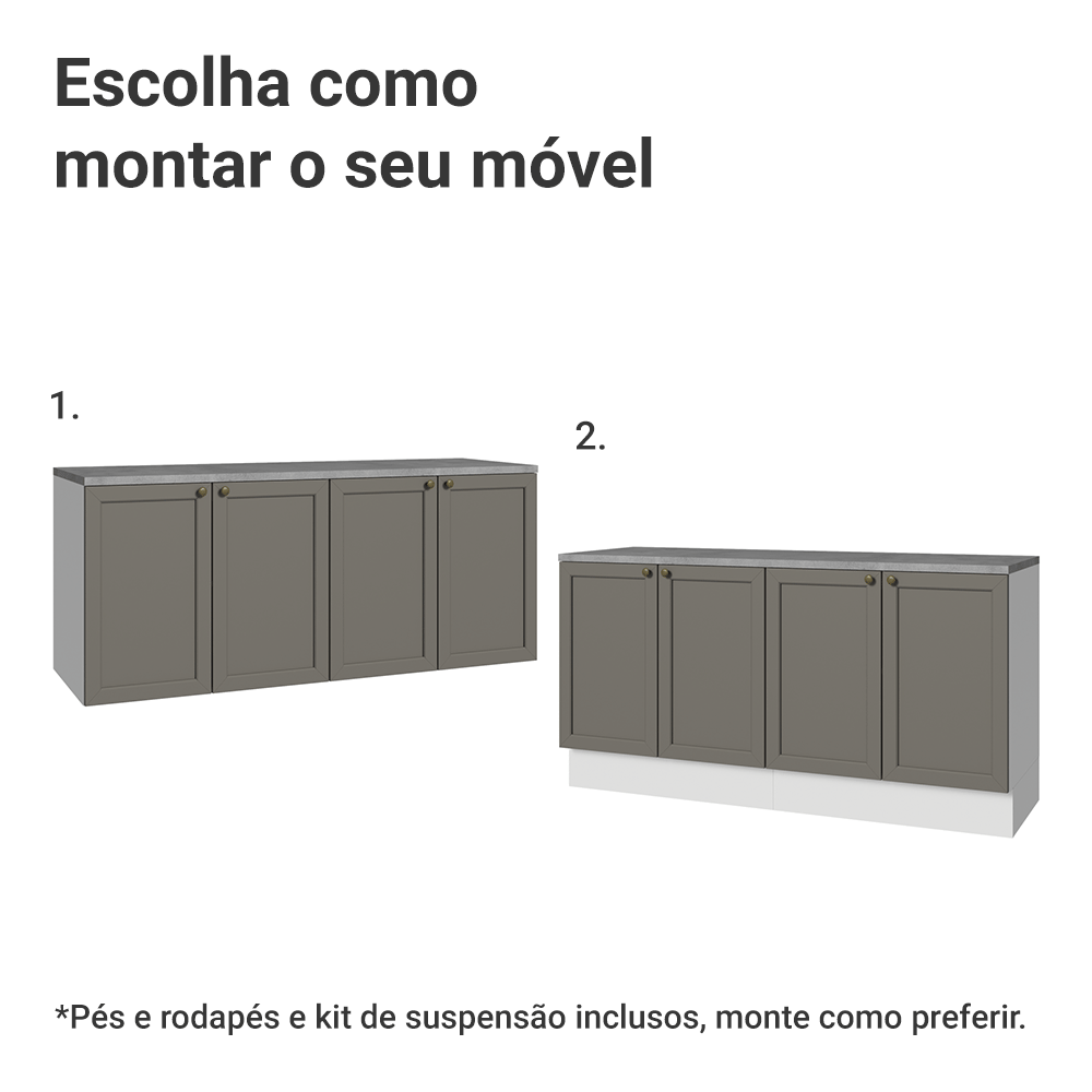 Rack para TV até 70 Polegadas + Prateleiras 160cm Branco/Cinza Vik Madesa 05