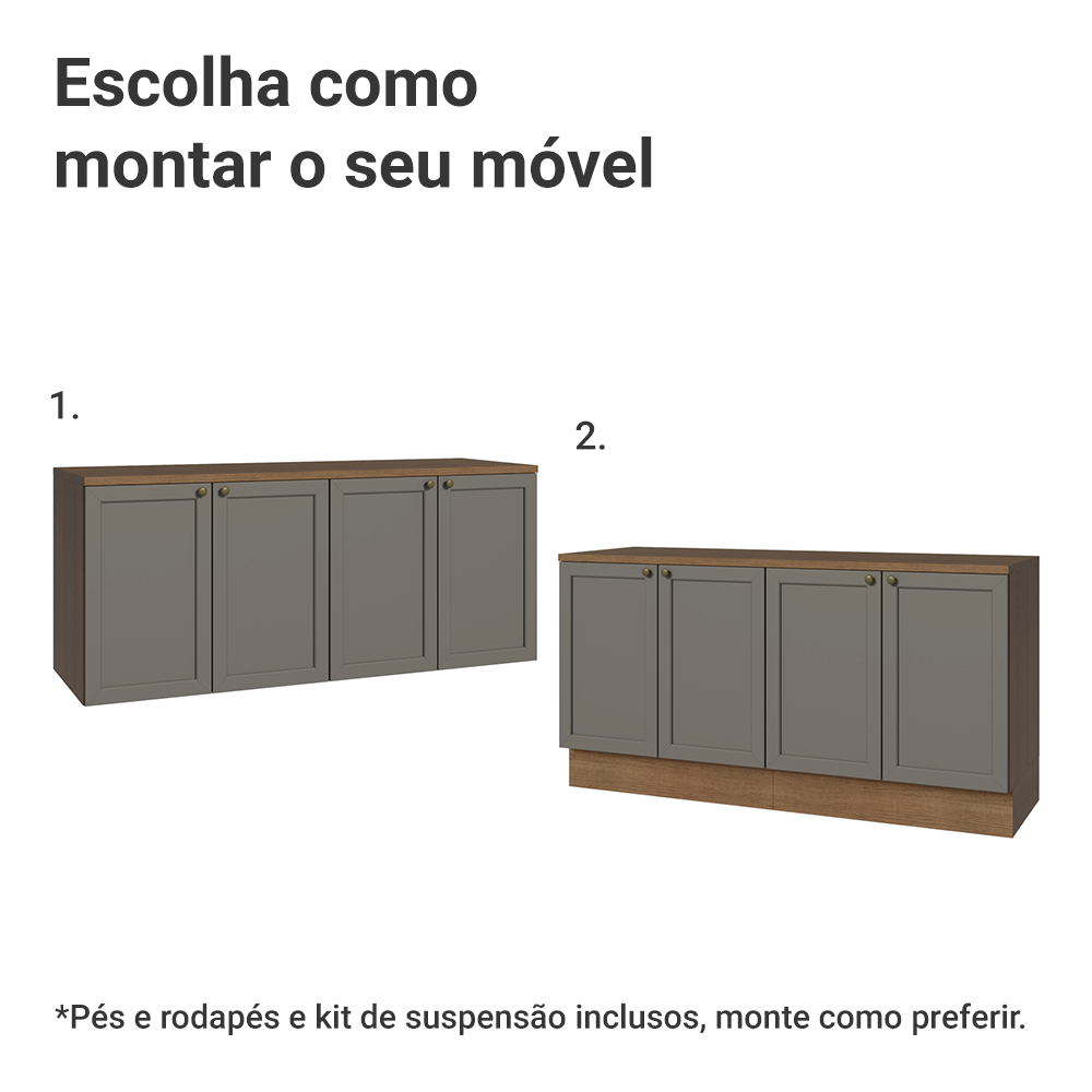 Rack para TV até 70 Polegadas + Prateleiras 160cm Rustic/Cinza Vik Madesa 05