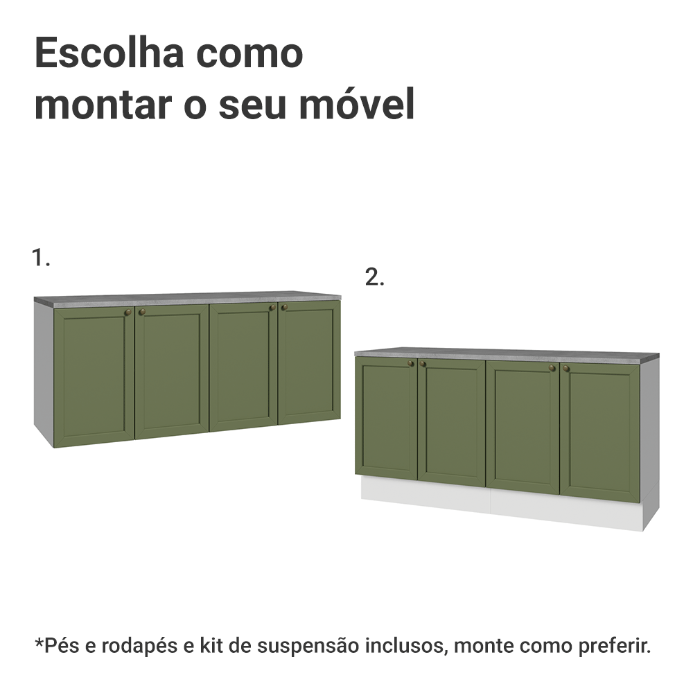 Rack para TV até 70 Polegadas + Prateleiras 160cm Branco/Verde Vik Madesa 05