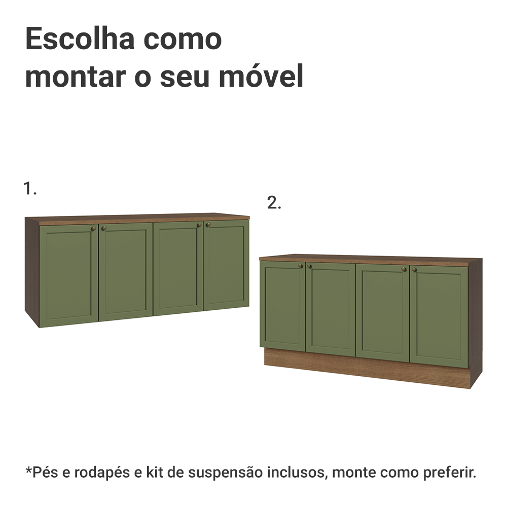 Rack para TV até 70 Polegadas + Prateleiras 160cm Rustic/Verde Vik Madesa 05