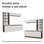 Estante Sala de Estar com Rack + Cristaleira 230cm Rustic/Branco Vik Madesa 01