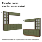 Estante Sala de Estar com Rack + Cristaleira 230cm Rustic/Verde Vik Madesa 01
