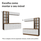 Estante Sala de Estar com Rack + Cristaleira 230cm Rustic/Branco/Rustic Vik Madesa 02