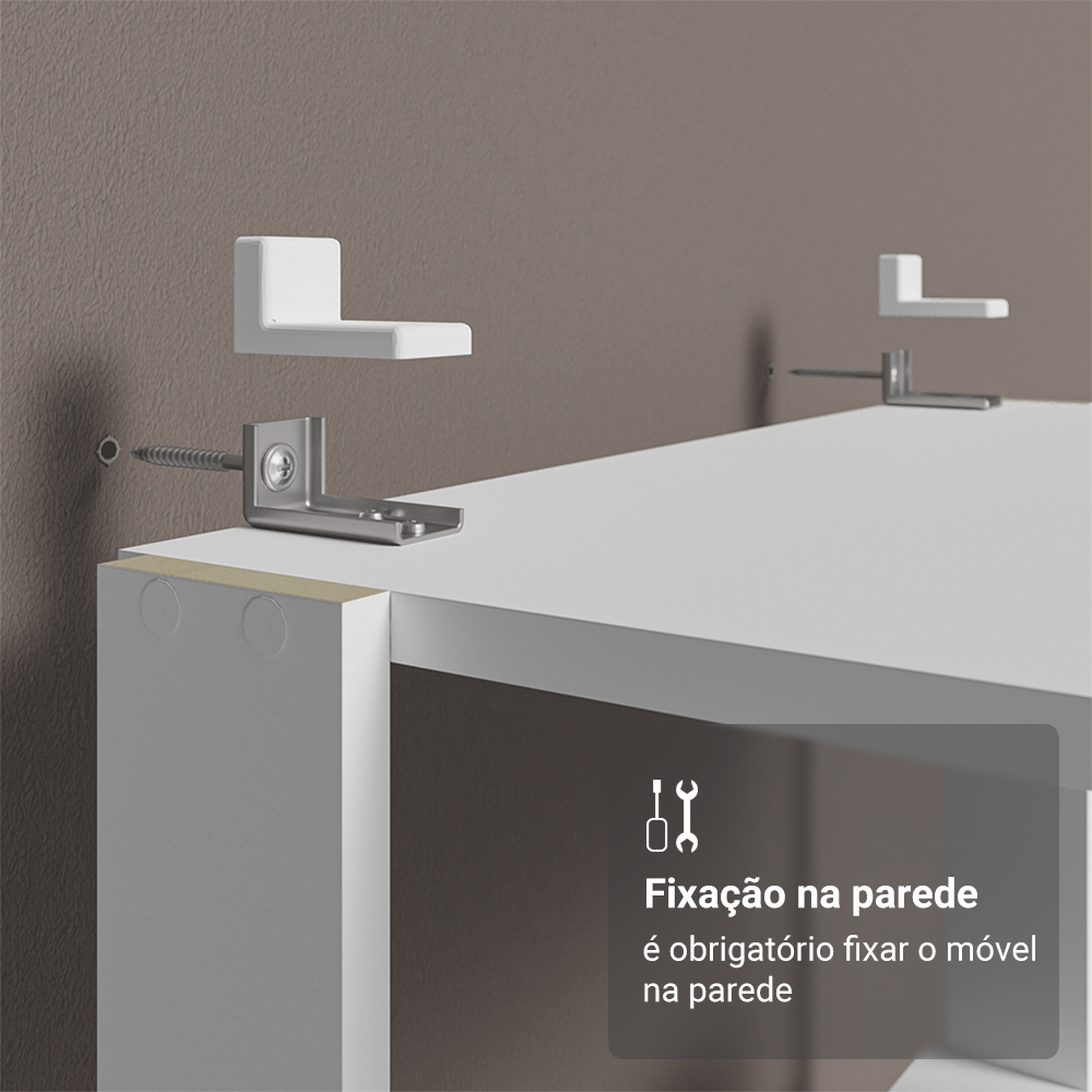 Estante Armário Multiuso para Escritório 59cm 5 Prateleiras Branco Madesa