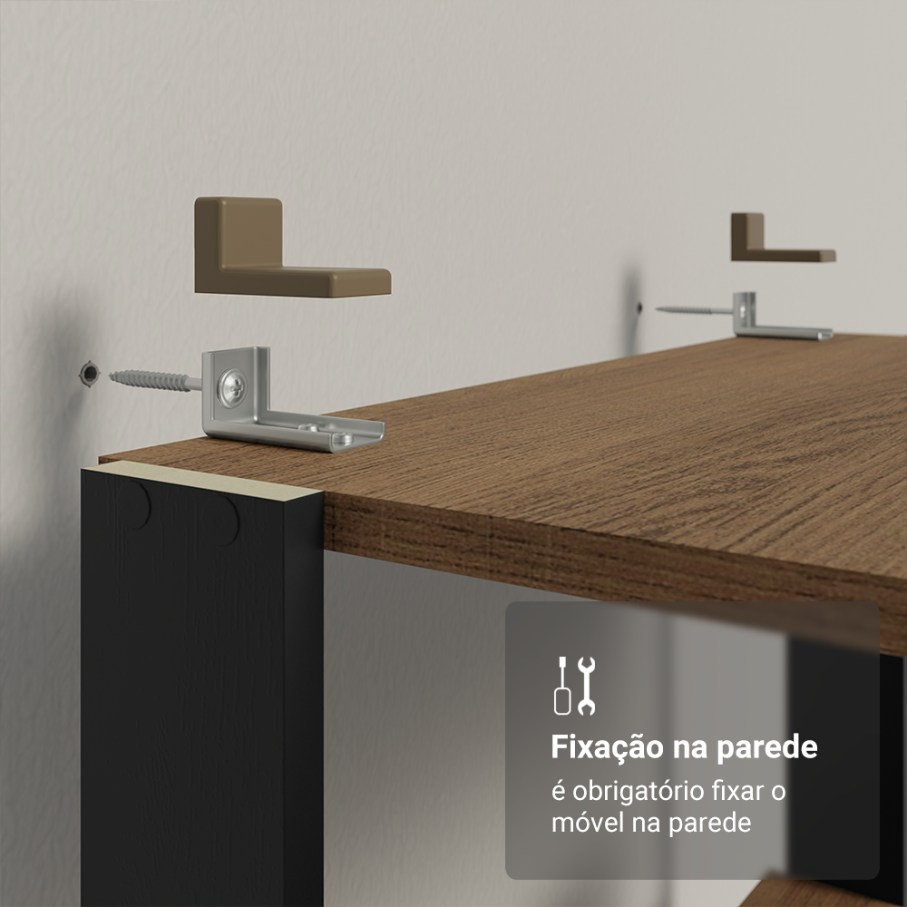 Estante Armário Multiuso para Escritório 59cm 5 Prateleiras Rustic/Preto Madesa