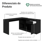 Escrivaninha em L para Computador Gamer Preto Roma Madesa