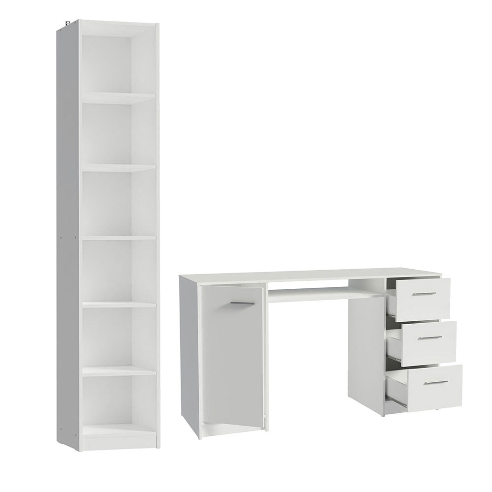 Escrivaninha Madesa Alaska + Estante Livreiro 6906 Branco