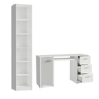 Escrivaninha Madesa Alaska + Estante Livreiro 6906 Branco