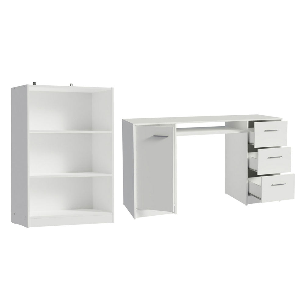 Escrivaninha Madesa Alaska + Estante Livreiro 6907 Branco