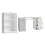 Escrivaninha Madesa Alaska + Estante Livreiro 6907 Branco