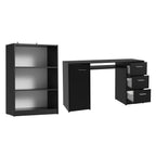 Escrivaninha Madesa Alaska + Estante Livreiro 6907 Preto