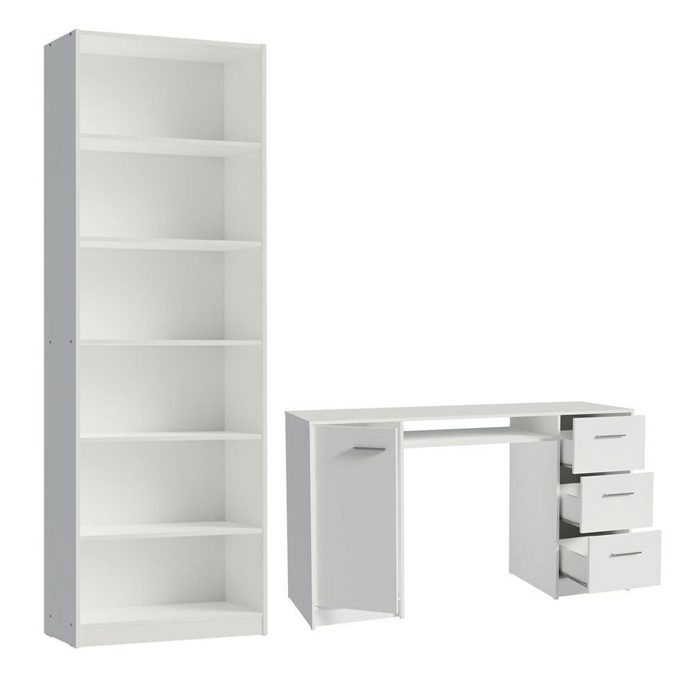 Escrivaninha Madesa Alaska + Estante Livreiro 6908 Branco