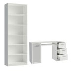 Escrivaninha Madesa Alaska + Estante Livreiro 6908 Branco