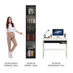 Escrivaninha Madesa Rubi + Estante Livreiro 6906 Branco/Preto