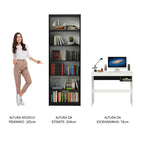 Escrivaninha Madesa Rubi + Estante Livreiro 6908 Branco/Preto