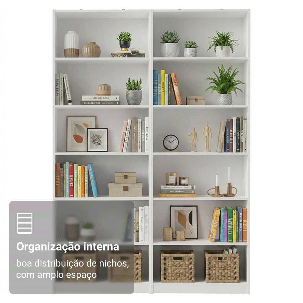 Kit Madesa com 2 Estantes Livreiro 6908 Branco