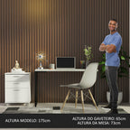 Conjunto Escritório Home Office com Mesa Industrial + Gaveteiro Branco/Cinza Madesa