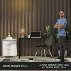 Conjunto Escritório Home Office com Mesa Industrial + Gaveteiro Branco/Preto Madesa