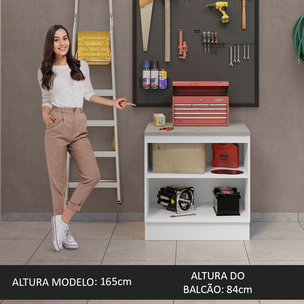 Balcão Multiuso 80cm 2 Portas Branco/Preto Agata Madesa