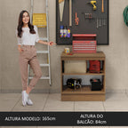 Balcão Multiuso 80cm 2 Portas Rustic/Cinza Agata Madesa
