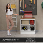 Balcão Multiuso 80cm 2 Portas Branco/Rustic Agata Madesa