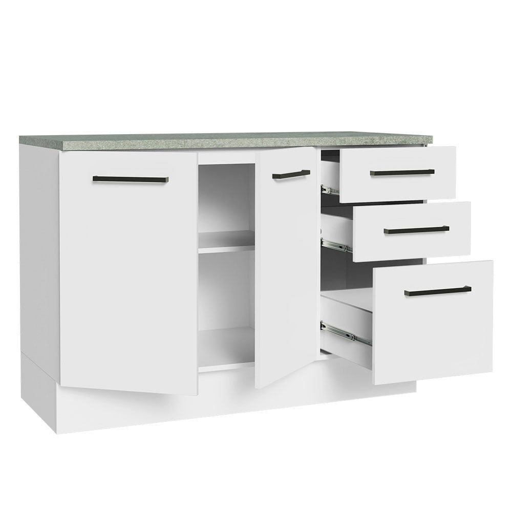 Balcão Multiuso 120cm 2 Portas 3 Gavetas Branco Agata Madesa