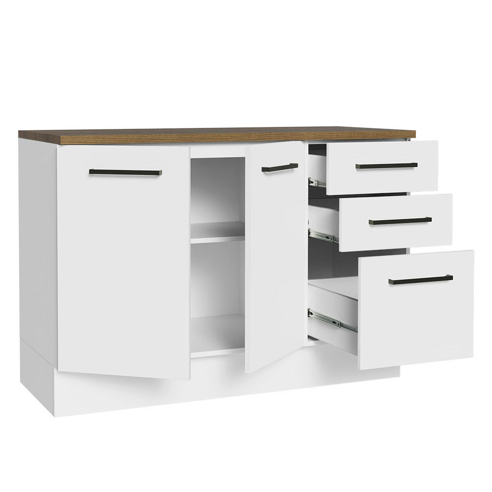 Balcão Multiuso 120cm 2 Portas 3 Gavetas Branco/Rustic Agata Madesa