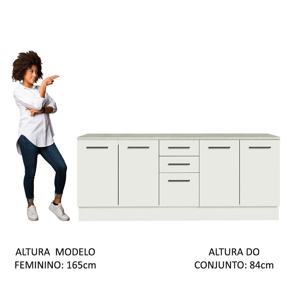 Kit com 2 Balcões Multiuso 4 Portas 3 Gavetas Branco Agata Madesa