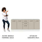 Kit com 2 Balcões Multiuso 4 Portas 3 Gavetas Branco/Crema Agata Madesa