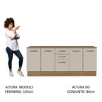 Kit com 2 Balcões Multiuso 4 Portas 3 Gavetas Rustic/Crema Agata Madesa