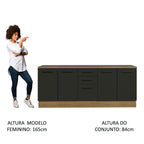 Kit com 2 Balcões Multiuso 4 Portas 3 Gavetas Rustic/Preto Agata Madesa