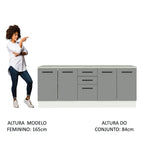 Kit com 2 Balcões Multiuso 4 Portas 3 Gavetas Branco/Cinza Agata Madesa