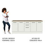 Kit com 2 Balcões Multiuso 4 Portas 3 Gavetas Branco/Rustic Agata Madesa