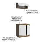 Kit com Balcão e Armário Aéreo Multiuso 80cm Rustic/Branco Agata Madesa