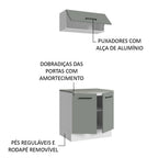 Kit com Balcão e Armário Aéreo Multiuso 80cm Branco/Cinza Agata Madesa