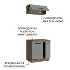 Kit com Balcão e Armário Aéreo Multiuso 80cm Rustic/Cinza Agata Madesa