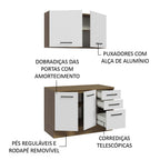 Kit com Balcão e Armário Aéreo Multiuso 120cm Rustic/Branco Agata Madesa