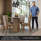 Conjunto Sala de Jantar Mesa Tampo de Madeira 4 Cadeiras Rustic/Crema/Bege Marrom Alana Madesa