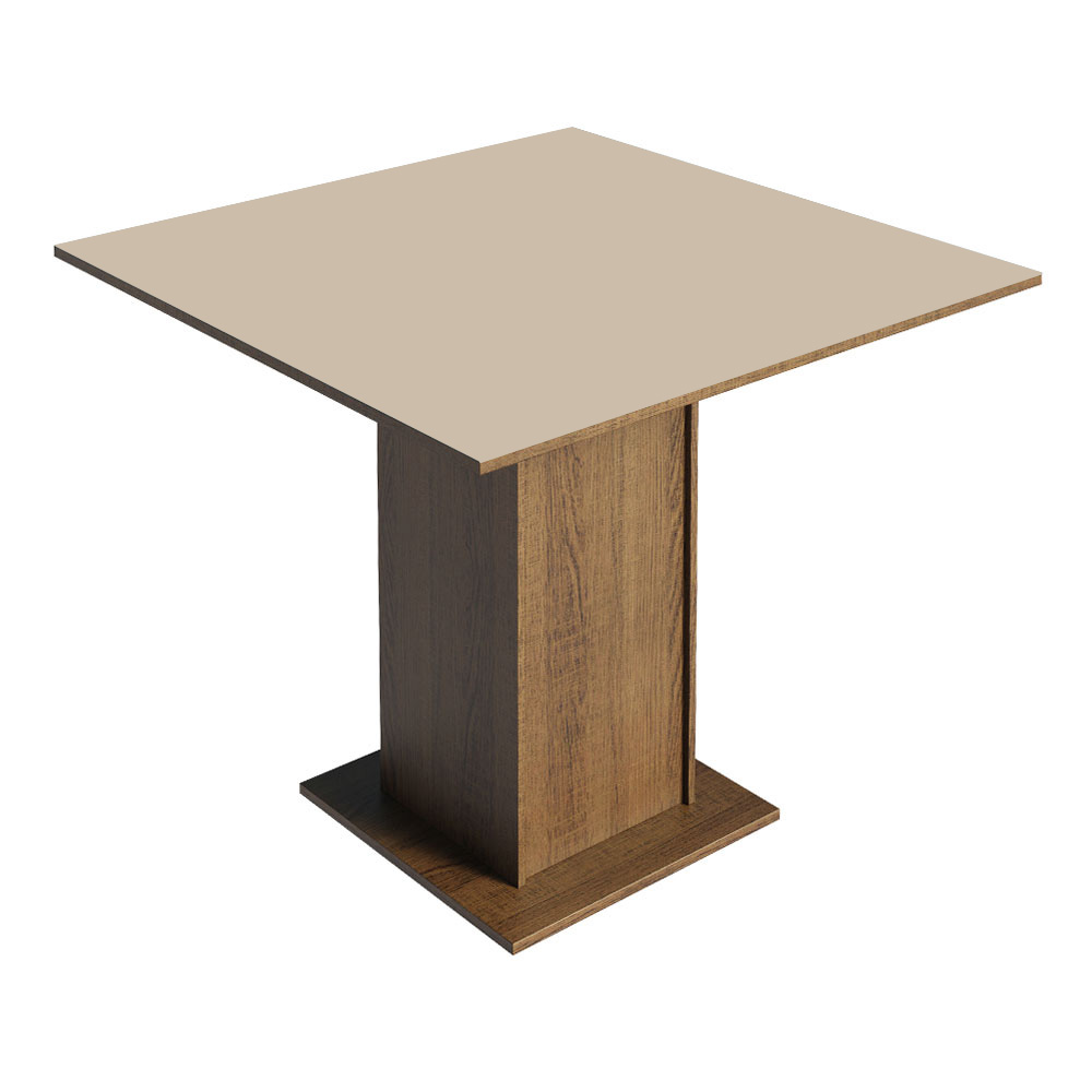 Conjunto Sala de Jantar Mesa Tampo de Madeira com 4 Cadeiras Rustic/Crema/Sintético Bege Madesa Alana