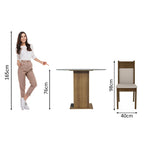 Conjunto Sala de Jantar Madesa Beta Mesa Tampo de Vidro Redondo 4 Cadeiras Rustic/Crema/Bege