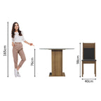 Conjunto Sala de Jantar Madesa Beta Mesa Tampo de Vidro Redondo 4 Cadeiras Rustic/Preto
